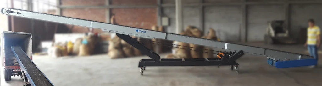 transportadora de sacos o bultos con brazo regulador