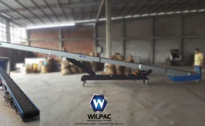 Transportadora de sacos con brazo regulador